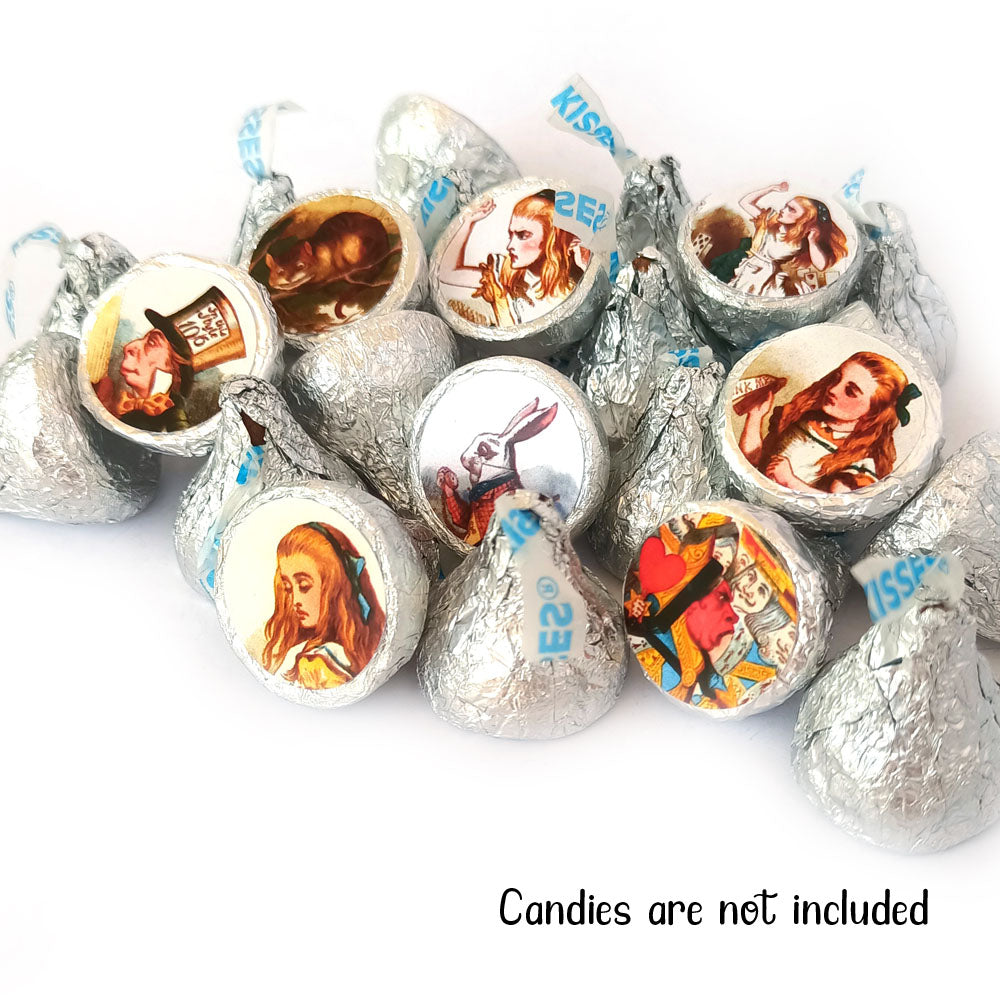 Alice in Wonderland Sticker Labels for Hershey's Kisses Chocolates