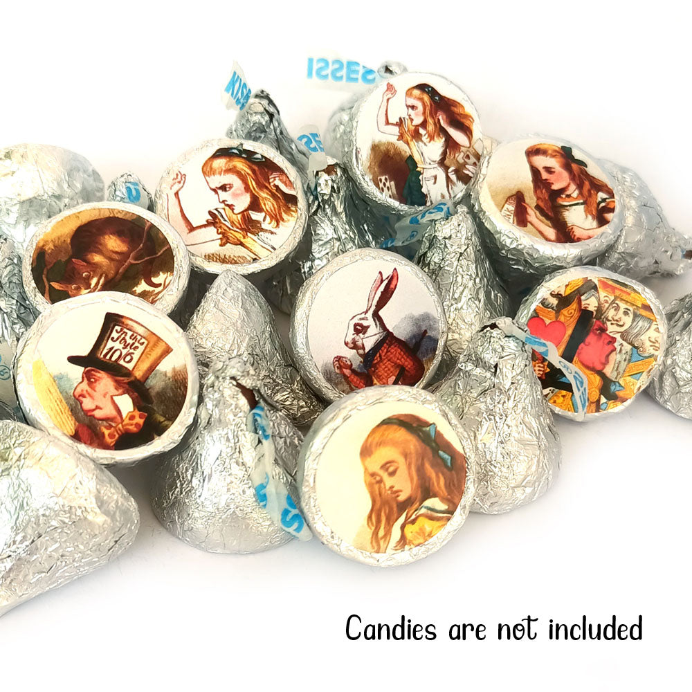 Alice in Wonderland Sticker Labels for Hershey's Kisses Chocolates