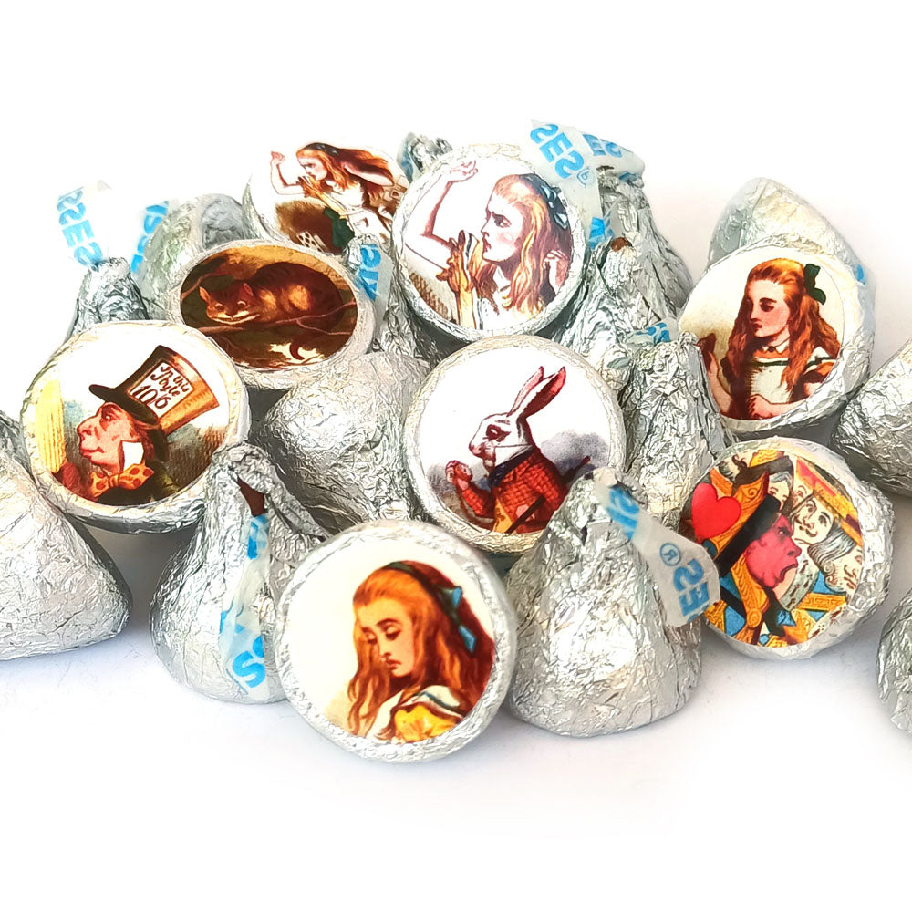 Alice in Wonderland Sticker Labels for Hershey's Kisses Chocolates