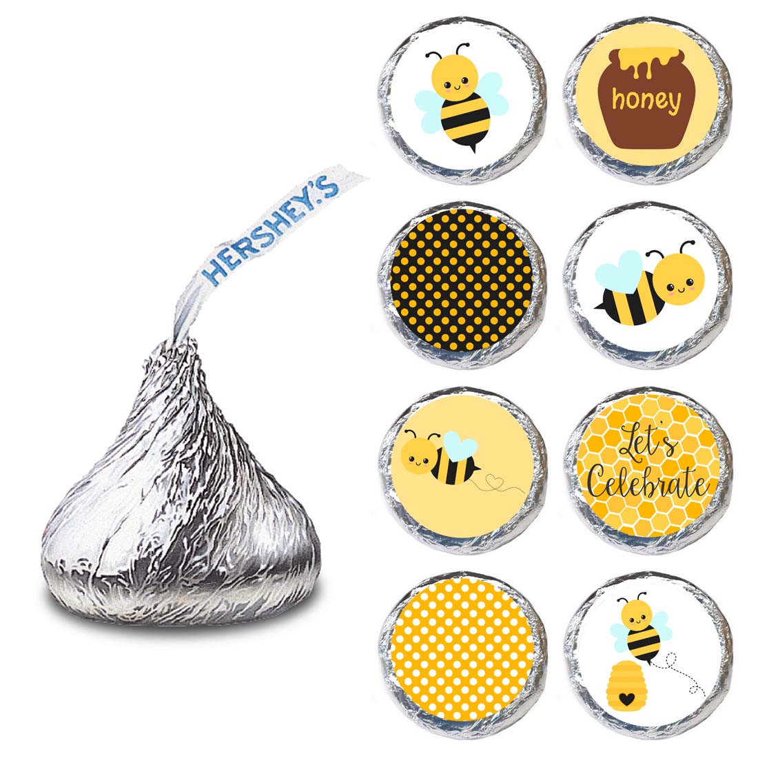 Bumble Bee Sticker Labels for Hershey's Kisses Chocolates