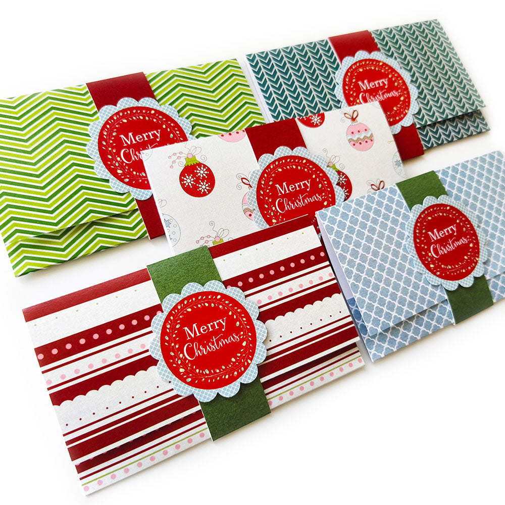 Christmas Holiday Gift Card or Money Holders  - Set of 5