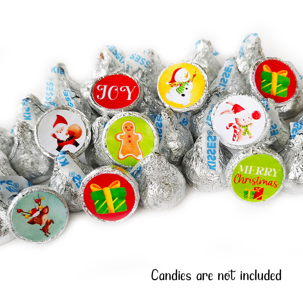 Christmas Sticker Labels for Hershey's Kisses Chocolates