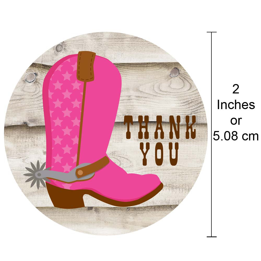 Cowgirl Boot Thank You Sticker Labels - 2 Inches