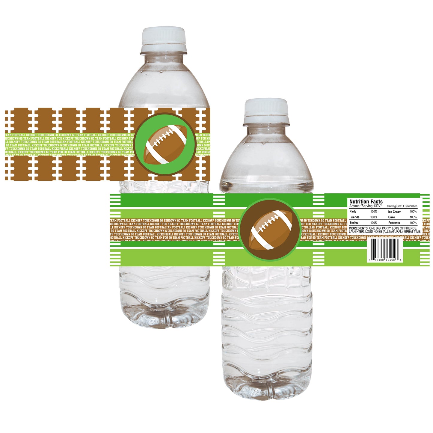 Football Touchdown Sports Game Water Bottle Labels