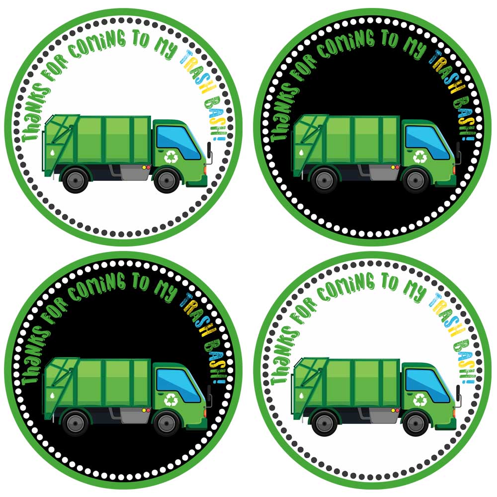 Garbage Truck Thank You Sticker Labels