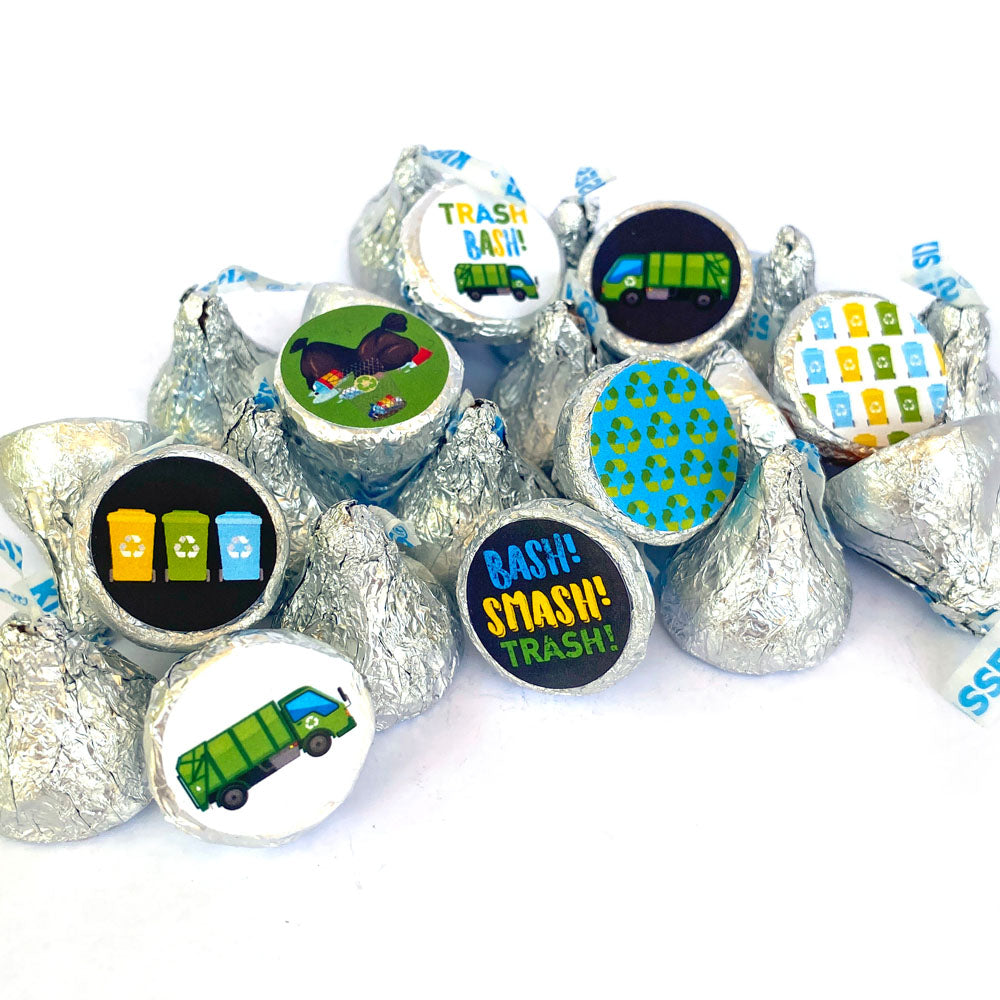 Garbage Truck Trash Bash Sticker Labels for Hershey's Kisses Chocolates 