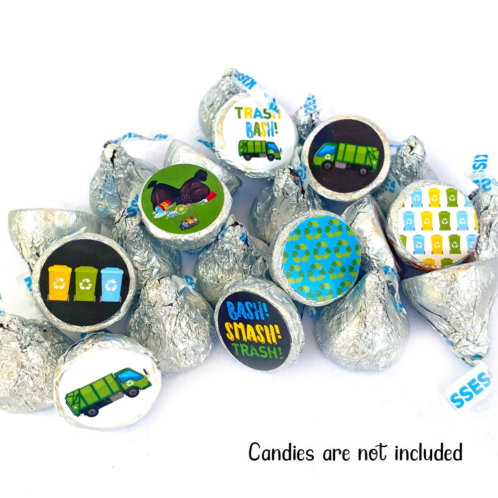 Garbage Truck Trash Bash Sticker Labels for Hershey's Kisses Chocolates 