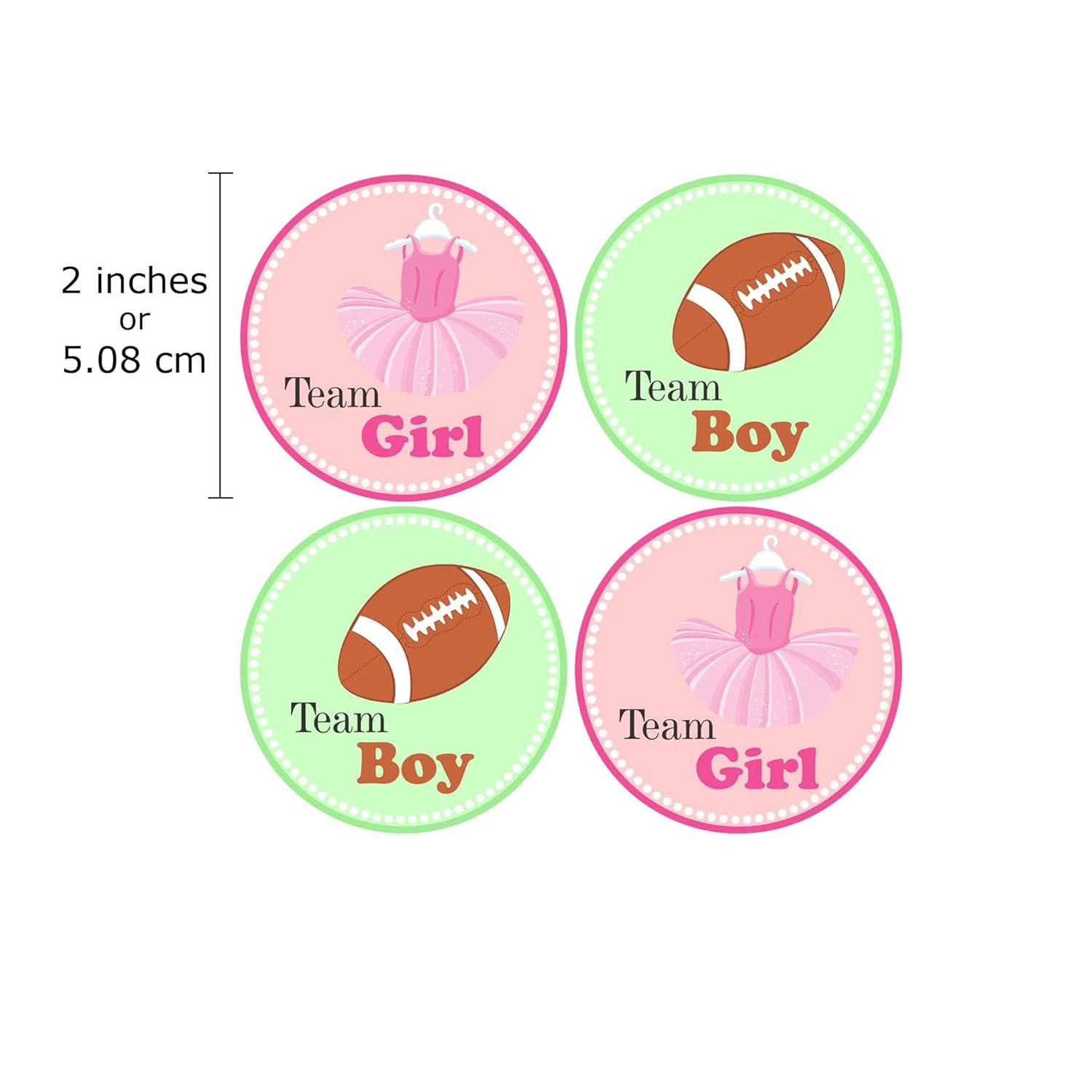 Pink Green Tutu and Football Gender Reveal Sticker Labels