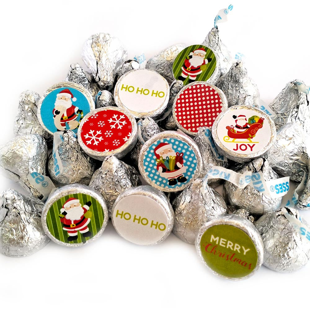 Santa Claus Christmas Sticker Labels for Hershey's Kisses Chocolates