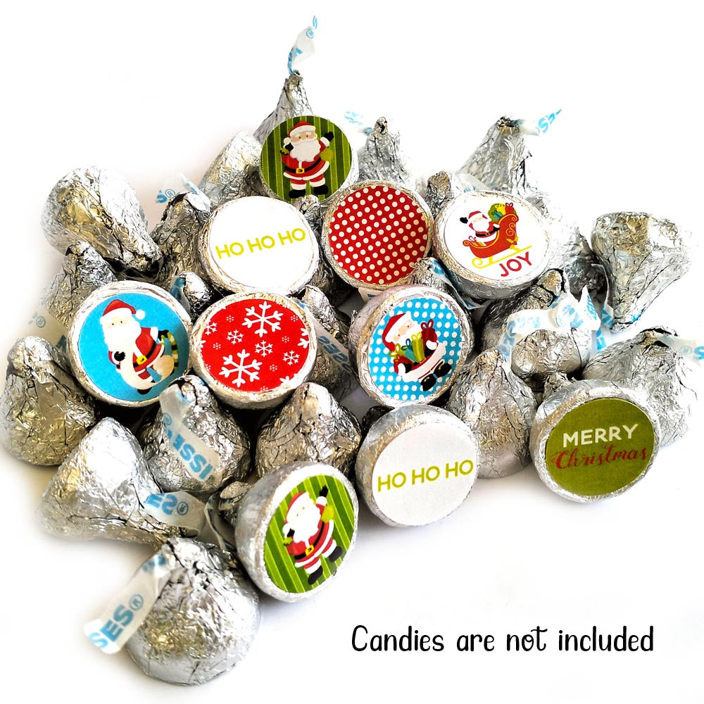 Santa Claus Christmas Sticker Labels for Hershey's Kisses Chocolates