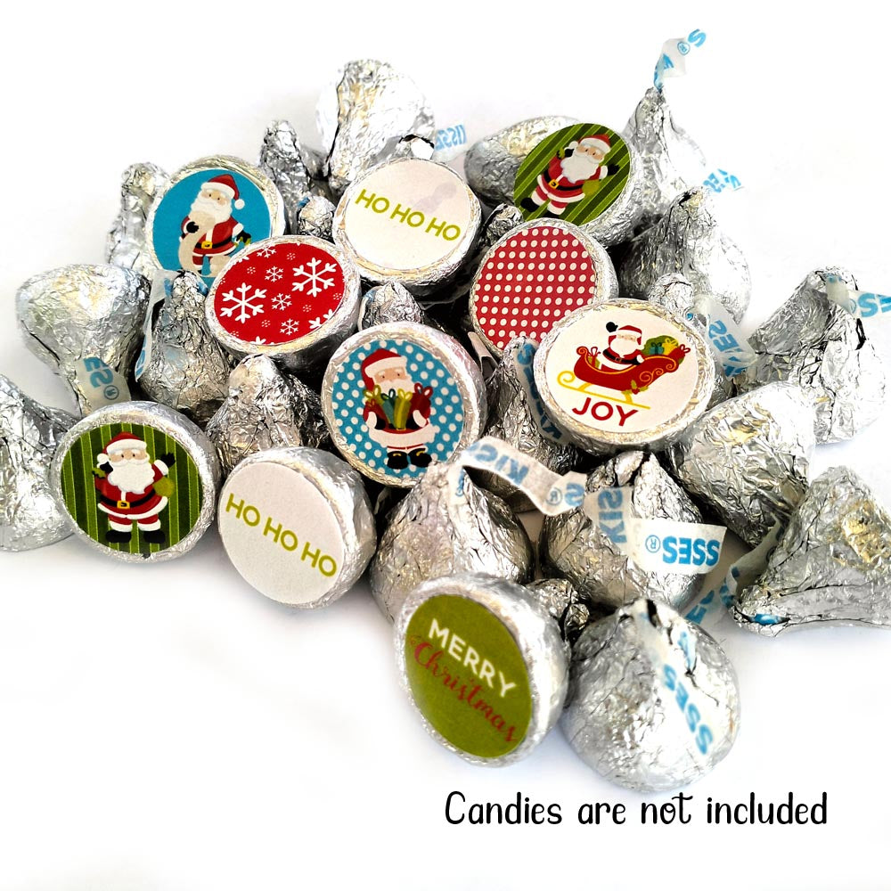 Santa Claus Christmas Sticker Labels for Hershey's Kisses Chocolates