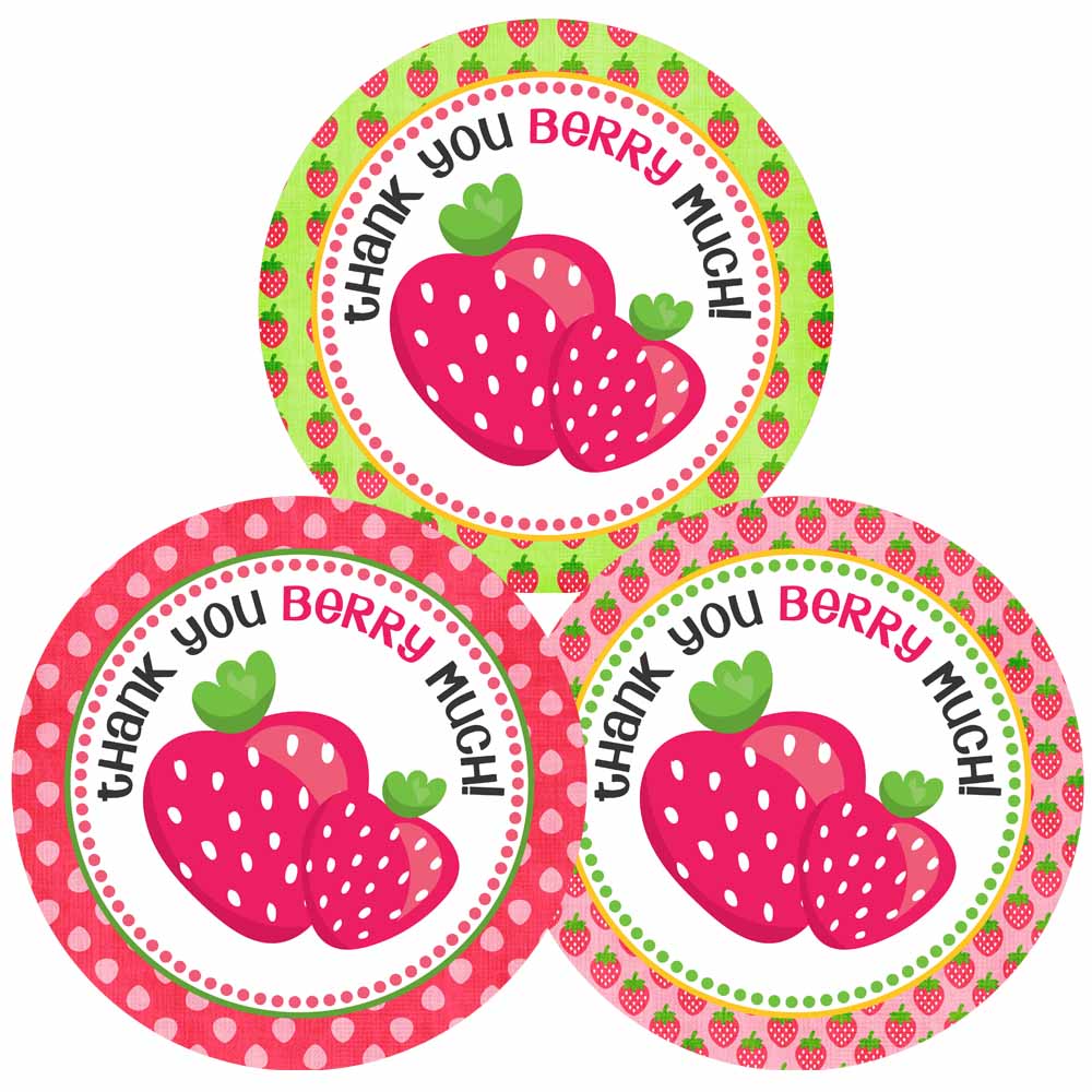 Strawberry Thank You Sticker Labels