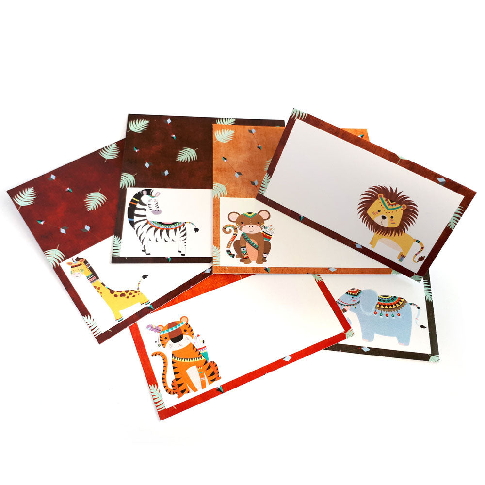 Tribal Boho Jungle Safari Animals Place Tent Cards