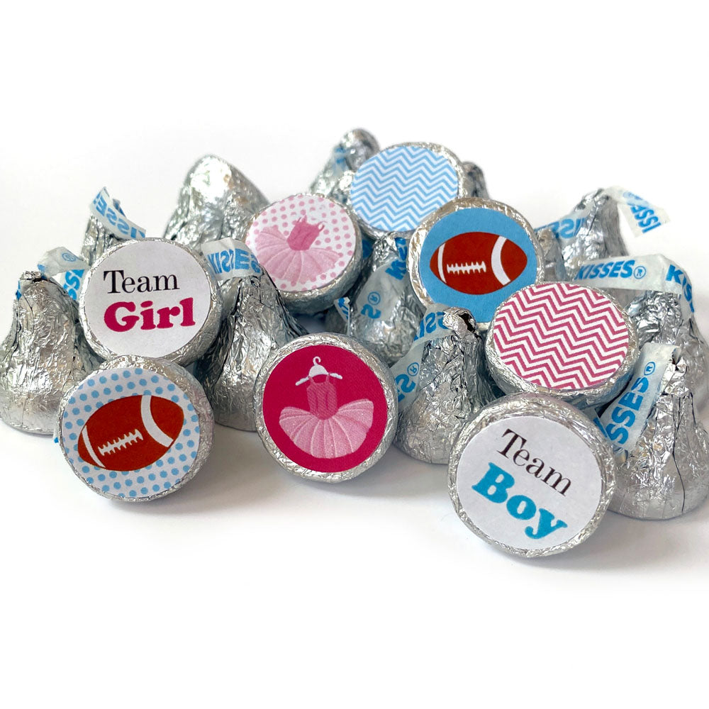 Tutu and Football Gender Reveal Labels for Hershey's Kisses Chocolates