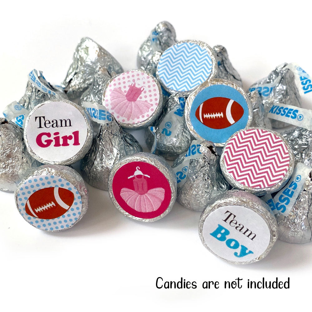 Tutu and Football Gender Reveal Labels for Hershey's Kisses Chocolates