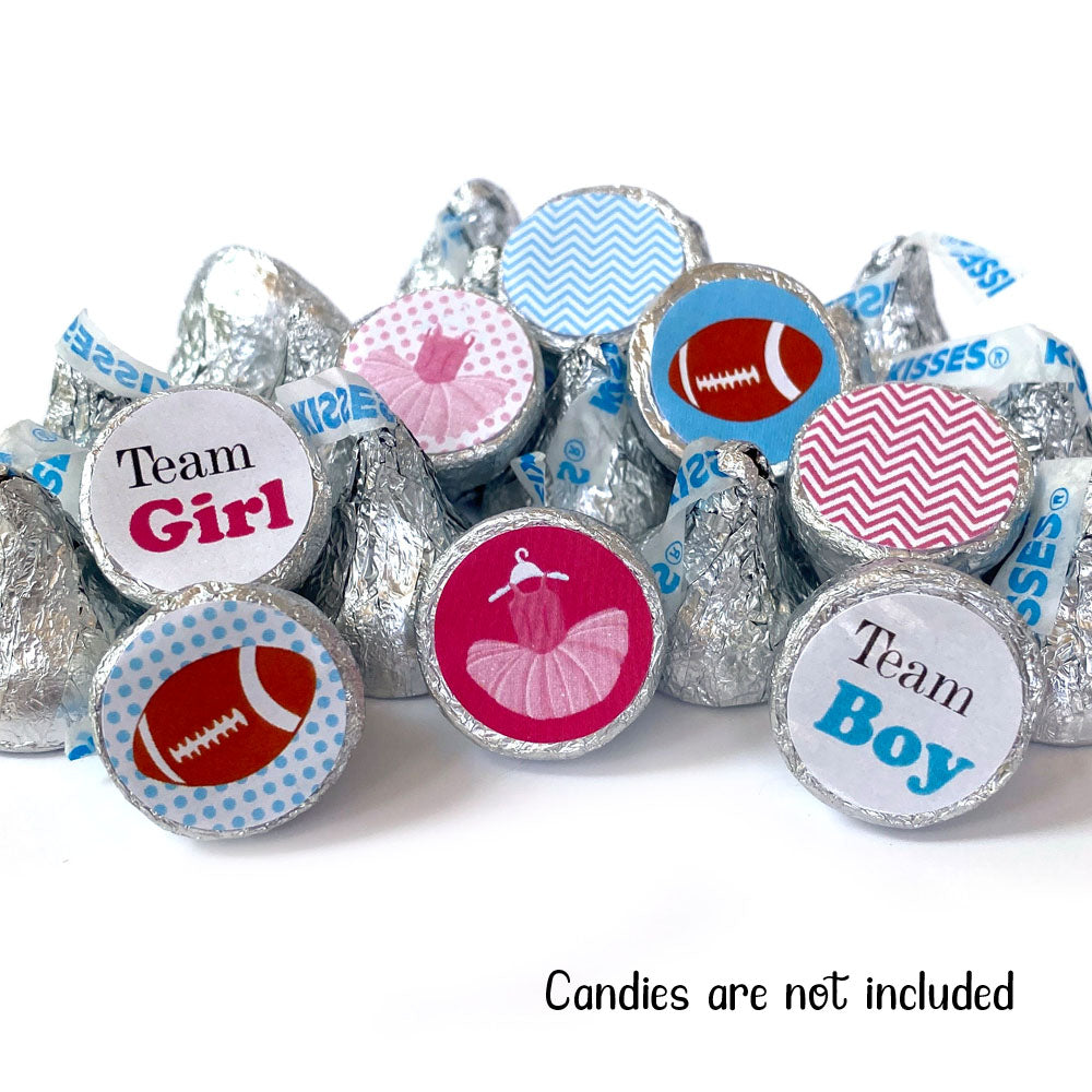 Tutu and Football Gender Reveal Labels for Hershey's Kisses Chocolates