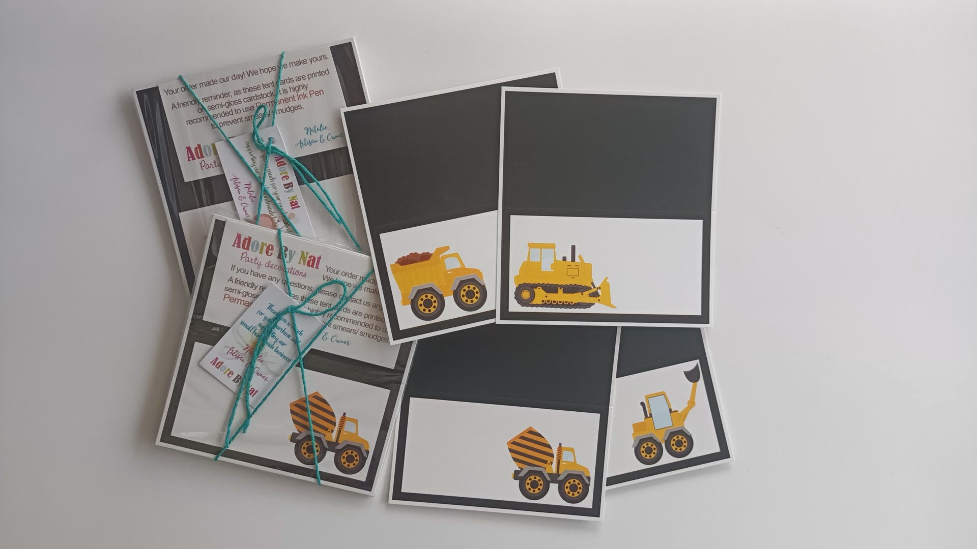 Construction Dump Truck Place Tent Cards by Adore By Nat 