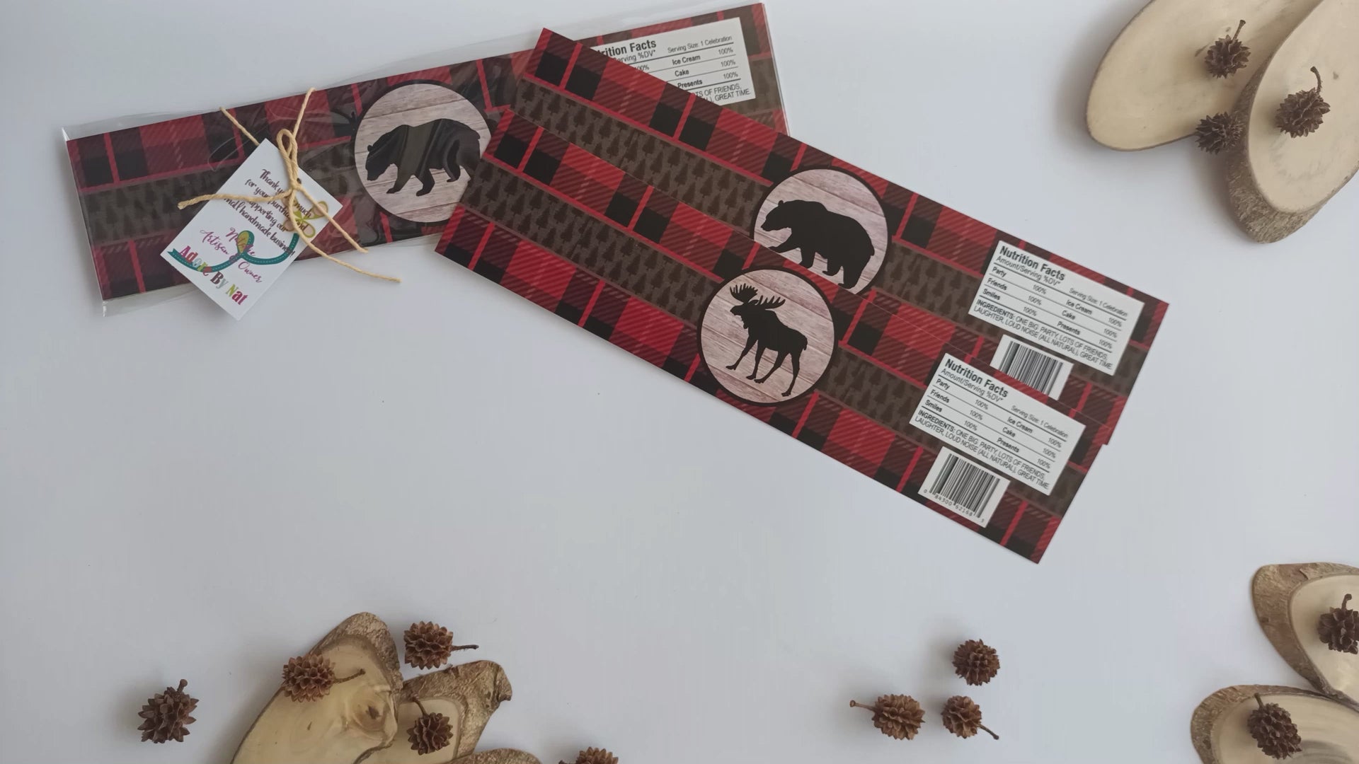 Lumberjack Buffalo Plaid Water Bottle Labels by Adore By Nat