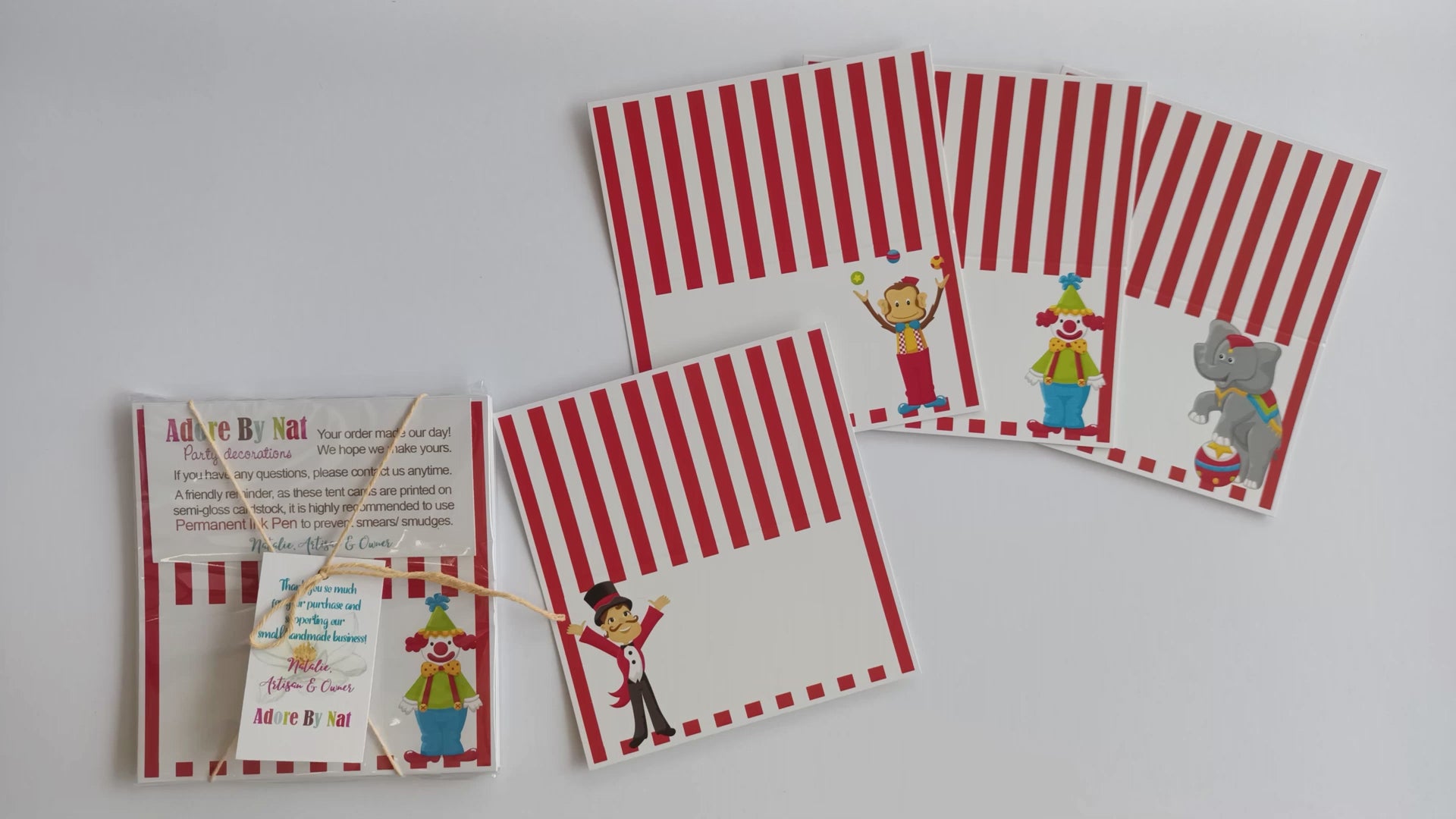 Circus Carnival Place Tent Cards by Adore By Nat