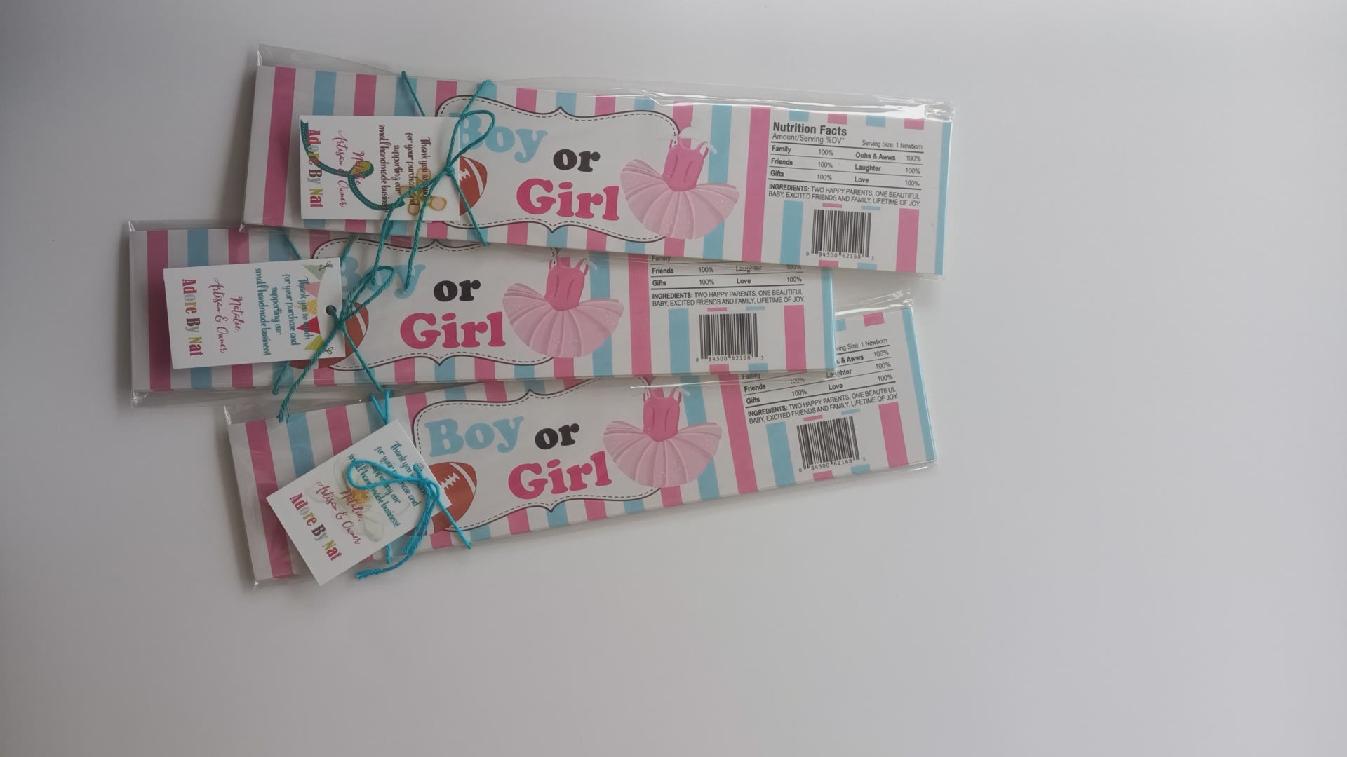 Tutu and Football Touchdown Gender Reveal Water Bottle Labels by Adore By Nat