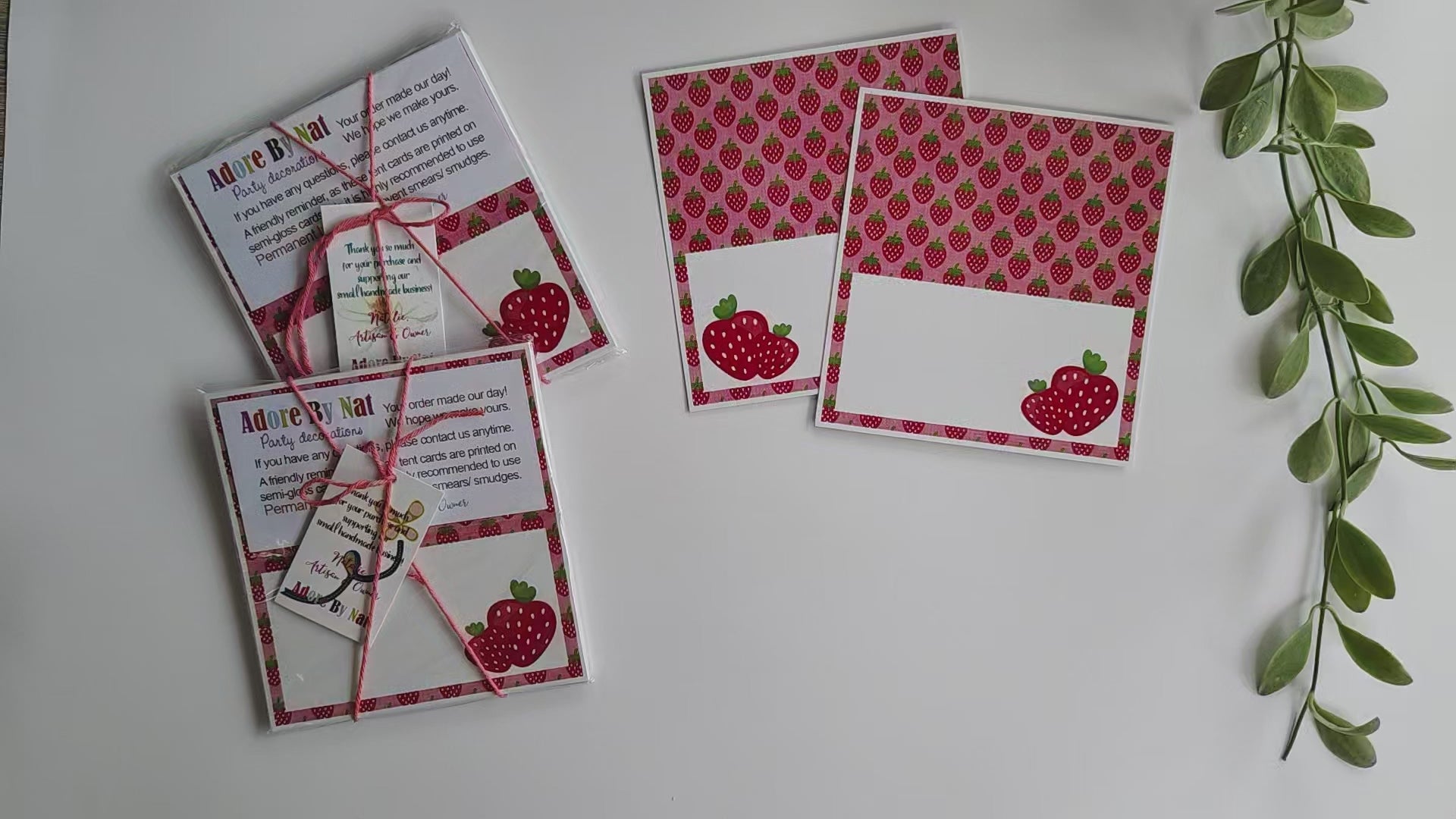 Strawberry Place Tent Cards by Adore By Nat