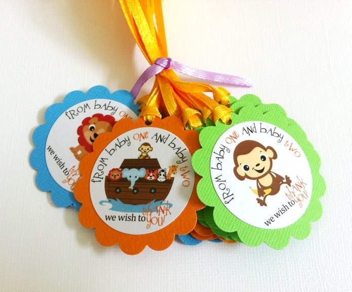 Noah's Ark Twin Baby Shower Tags
