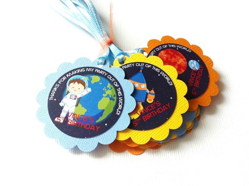 Outer Space Favor Tags, Personalized for Kids' Birthday Party