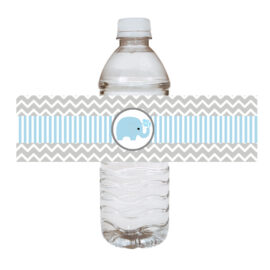 Blue Elephant Water Bottle Labels