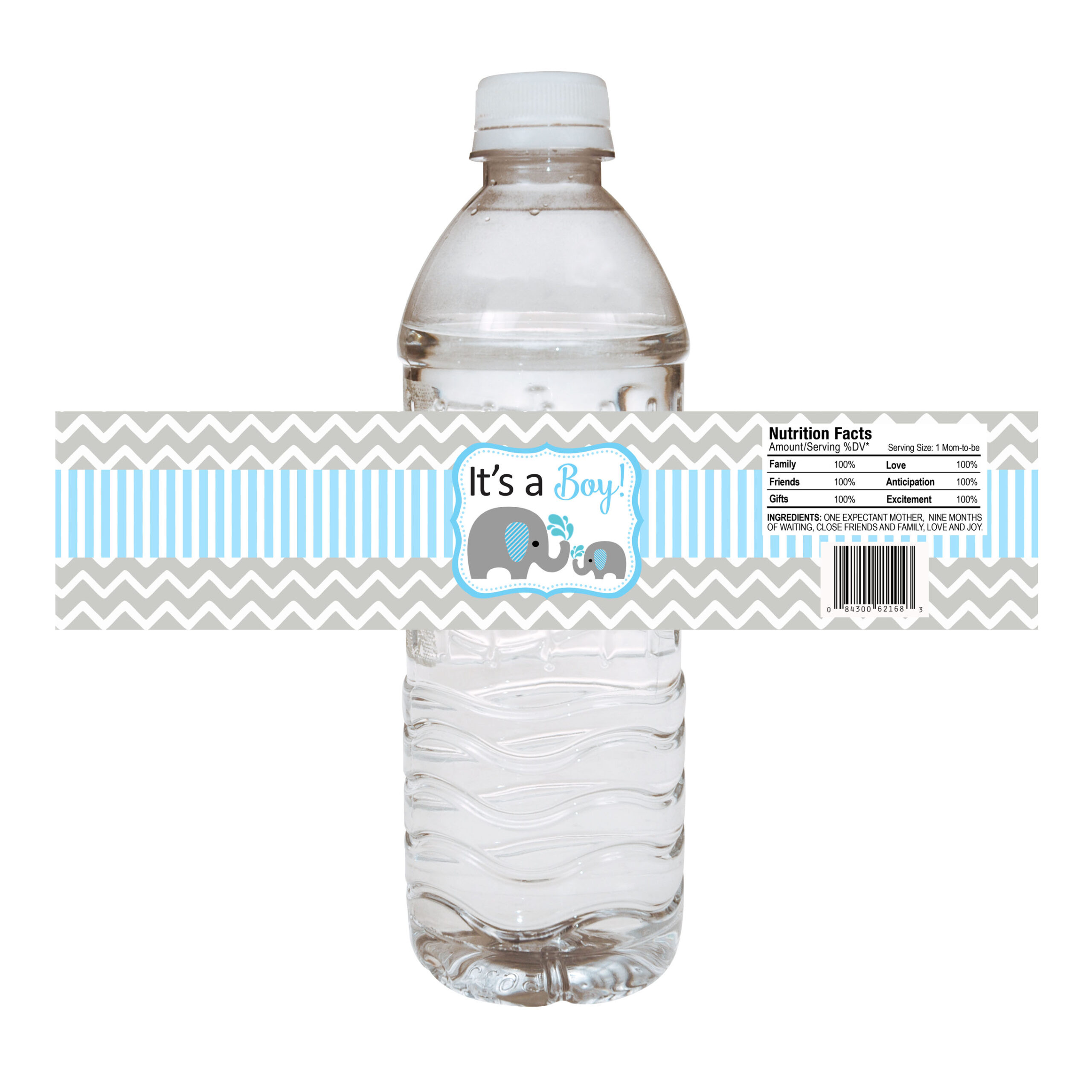 Baby Boy Elephant Water Bottle Labels for Baby Shower Party – Set of 10 -  Adore By Nat