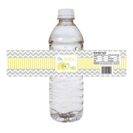 Yellow Baby Elephant Water Bottle Labels