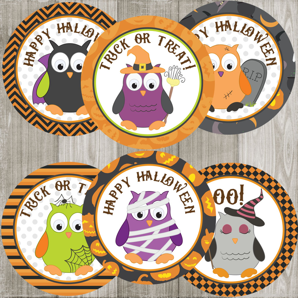 Halloween Owl Sticker Labels – Party Favors and Envelope Seal