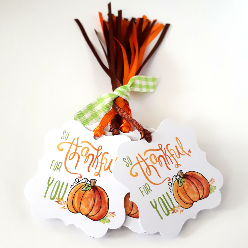 So Thankful For You Pumpkin Tags Thanksgiving Favor Tags Set of 24