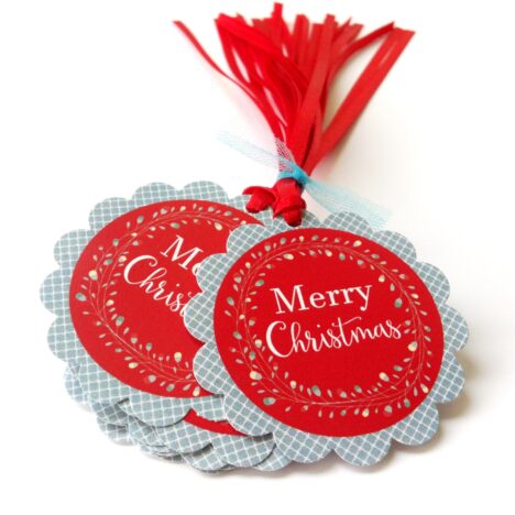 Merry Christmas Wreath Gift Tags