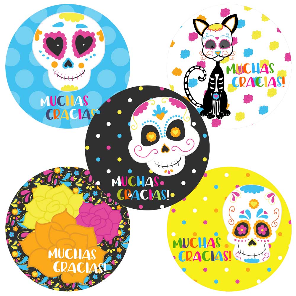Sugar Skull Stickers – Party Favors and Envelope Seal Stickers