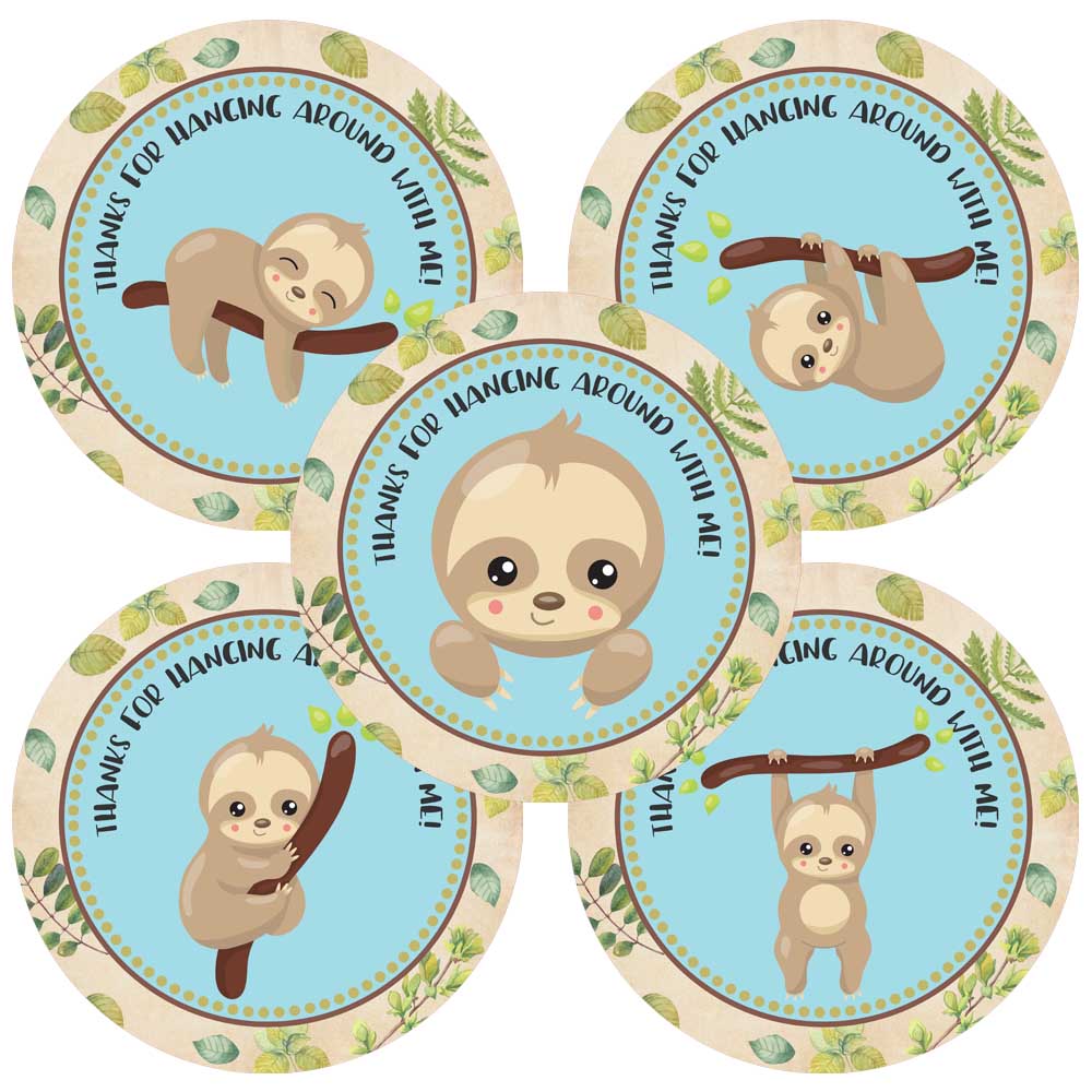 Blue Sloth Favor Stickers