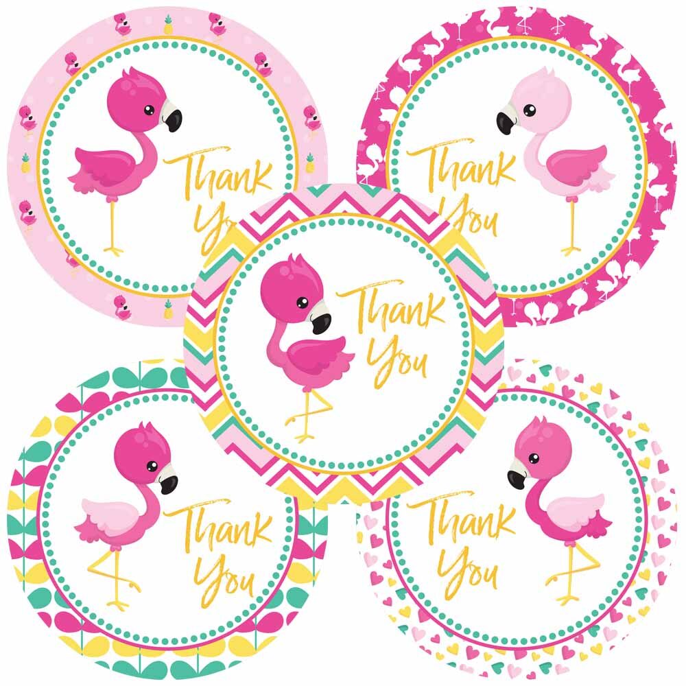 Flamingo Thank You Stickers
