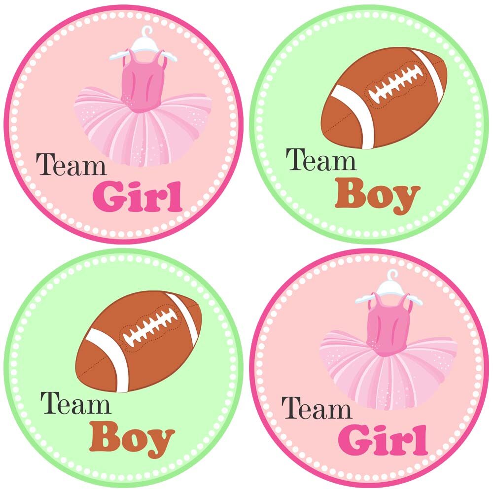 Gender Reveal Sticker Tutu Football Green Pink