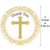 Gold Cross Thank You Stickers 30