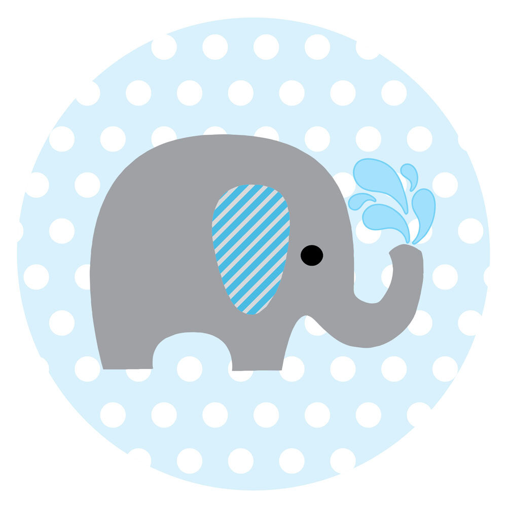 Grey Elephant Blue Ear Polkadot Sticker