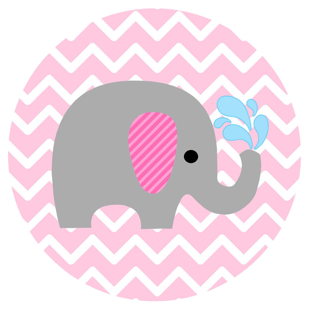 Grey Elephant Pink Ear Chevron Sticker