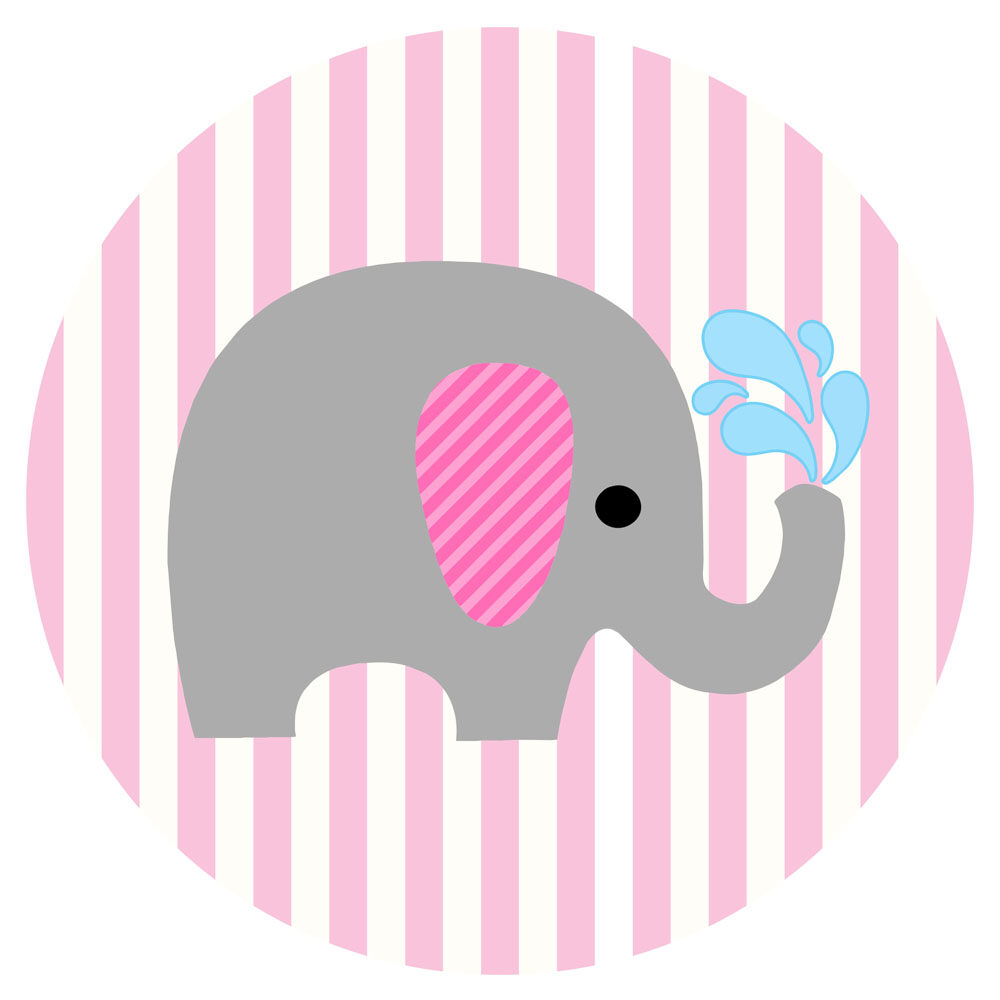 Grey Elephant Pink Ear Stripe Sticker