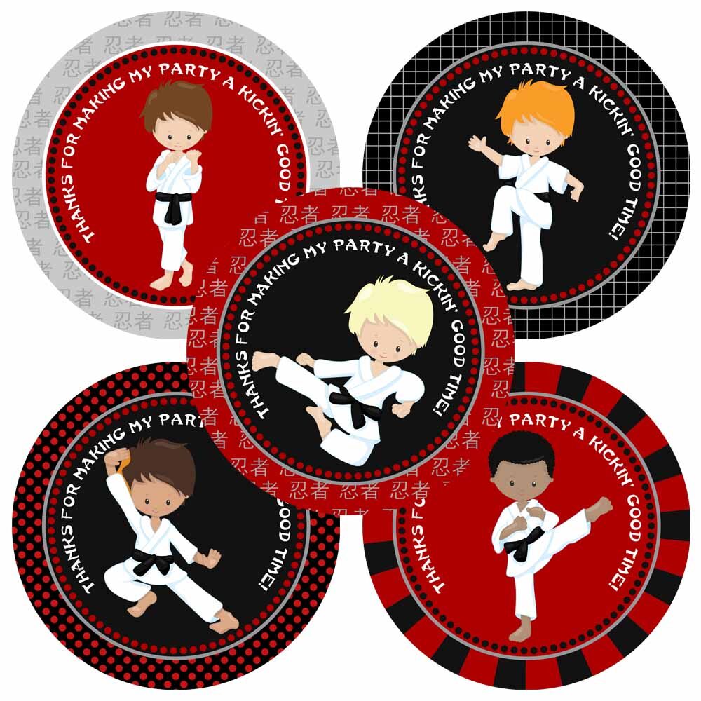 Karate Boy Thank You Stickers