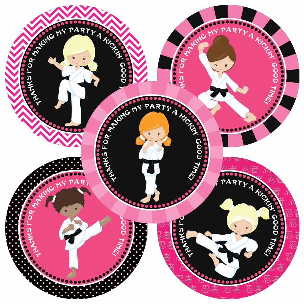 Karate Girl Thank You Stickers