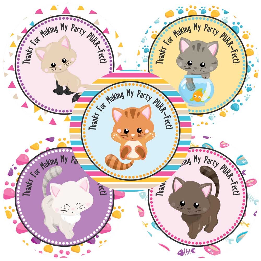 Kitty Cat Thank You Stickers Cute