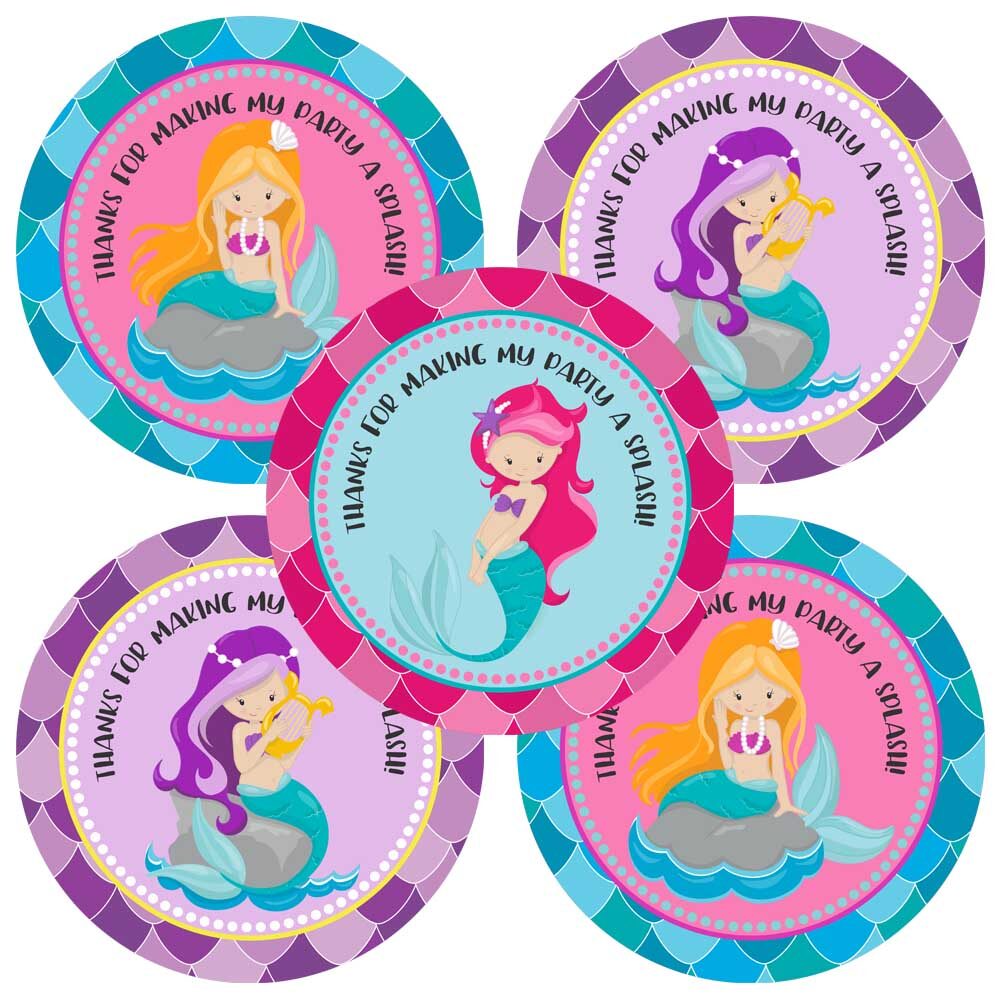 Mermaid Thank You Stickers