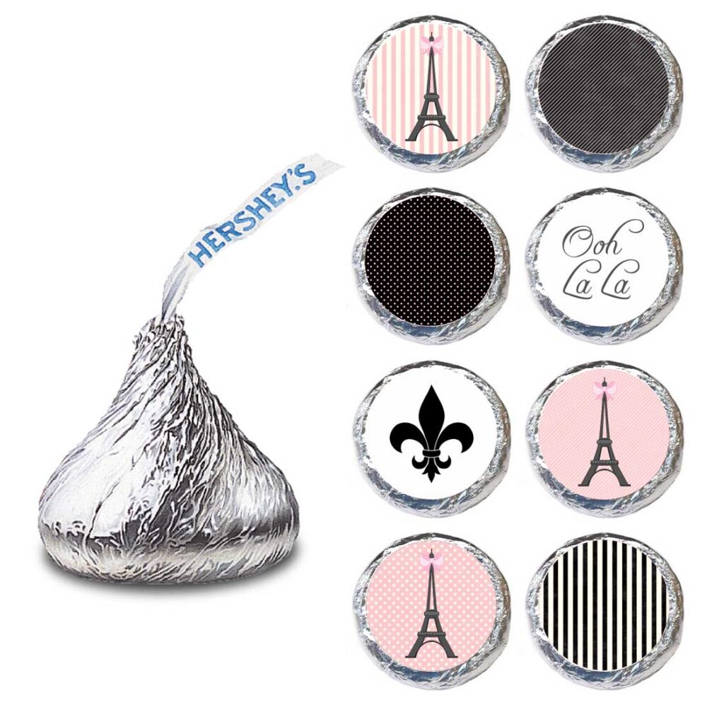 Paris Candy Sticker Labels Fit Hershey’s Kisses Chocolates
