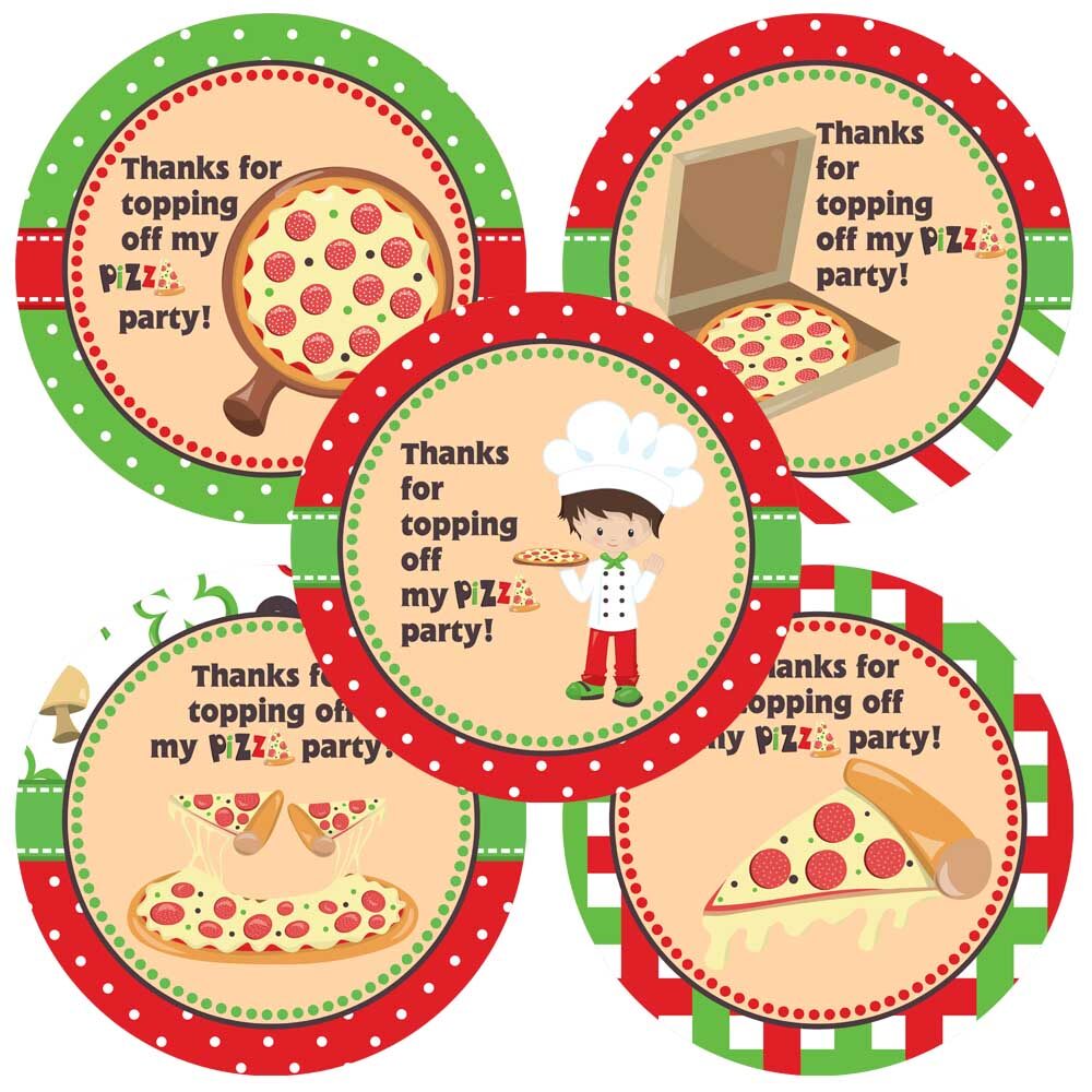 Pizza Thank You Party Sticker Boy