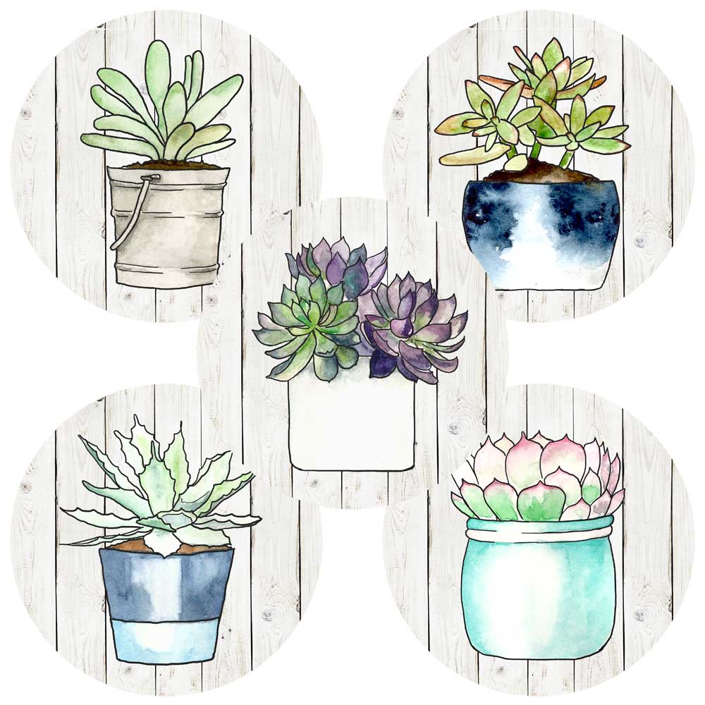 Potted Succulent Plant Stickers – Favor, Journal, and Envelope