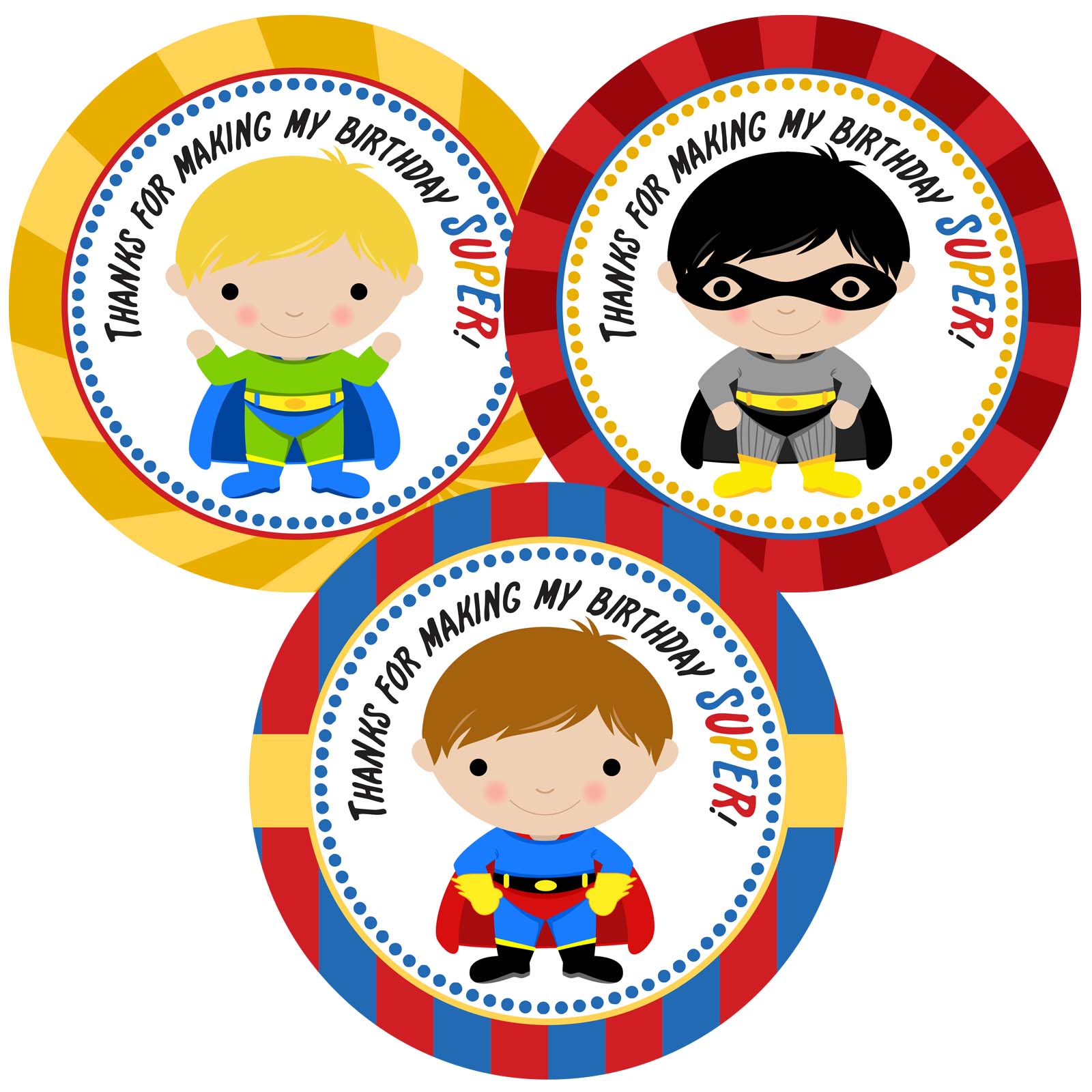 Superhero Thank You Sticker Labels for Boys – Birthday Party Favor and  Envelope Seal – Set of 30 - Adore By Nat