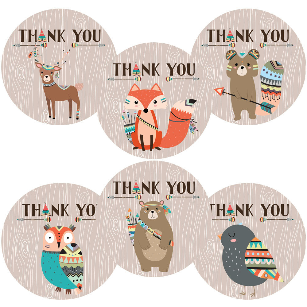 Tribal Woodland Thank You Stickers
